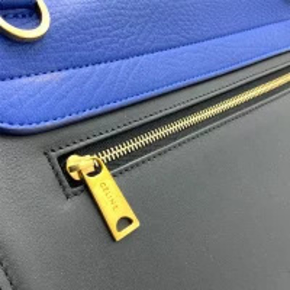 CELINE Trapeze Tricolor Blue Beige Black One Handle Shoulder Bag Handbag - Picture 8 of 13